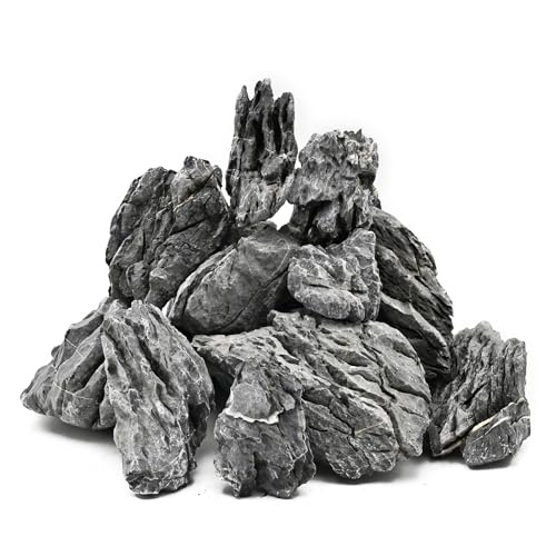 KINGRUI Natürlicher Drachenstein Seiryu Rock 9kg – Aquarium Deko Steine für Aquascaping, Aquariengestaltung, Terrarium & Vivarium, 7–18 cm