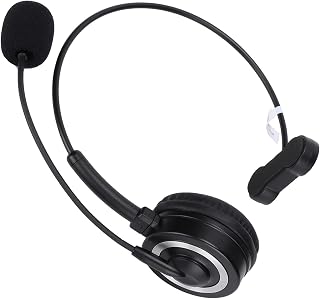 Dilwe Wireless Unilateral Telephone Headset, Online One Ear Headphone with Microphone, Single Sided Computer Headphone for Office Business, Customer Service(black)