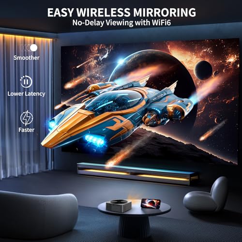 Projector-4K [1200 ANSI/Netfliix Officially Licensed]Smart Projector with WiFi6 and Bluetooth,3D Stereo Sound & AI Auto Focus,Outdoor Movie Projector