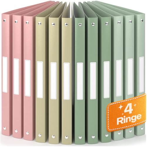 ACROPAQ - 12 x Ringbuch A4 | 4 Ringen | Mit Rückenetiketten, Rückenbreite 2,5 cm, Erde, Natur Farbkollektion - Ringhefter, Ringordner, Ordner A4 Schmal, Ringmappe A4, Schulordner