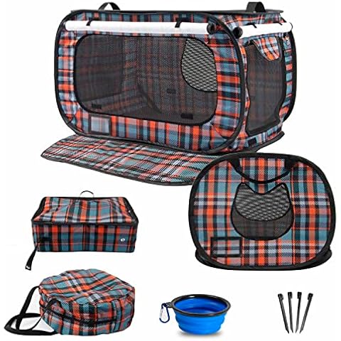 Mispace Portable Show House Cat Cage/Condo-Easy to Fold & Carry Kennel-Three in One Comfy Puppy Home & Dog Travel Crate with Portable Carry Bag/Pop up Mini Cage/Mats and Litter Box Cover
