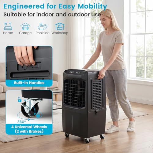Condition photo showing New/Like New for costway 3-in-1 swamp cooler, 1800 cfm evaporative air cooler, black