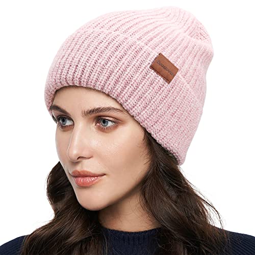 Bessteven Beanie Women Soft Winter Hat: Warm Slouchy Cute Pink Beanies With Thick Lining Double Layer Running Cycling Skiing Camping Stocking Cap For Mom Teen Girls #TOP9