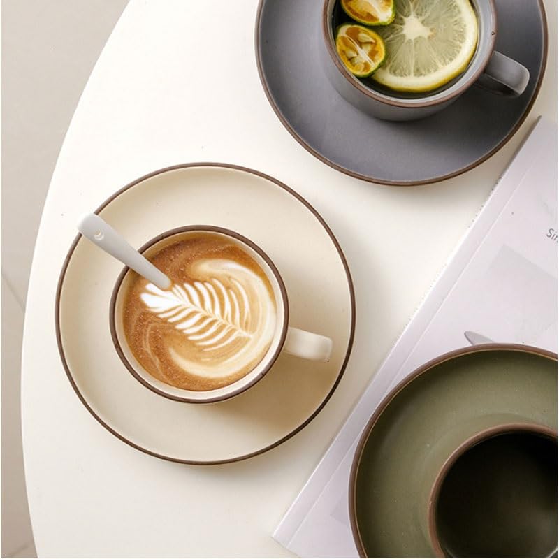 Porcelanowy kubek do kawy ze spodkiem, Zestaw ceramicznych spodków do filiżanek kawy Nordic Design Home Restaurant(Style2)