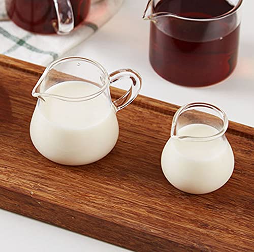 Mozacona 4Pcs Mini Glass Creamer Pitcher Sauce Serving Pitcher Creamer Jug With Handle,2Oz #TOP3