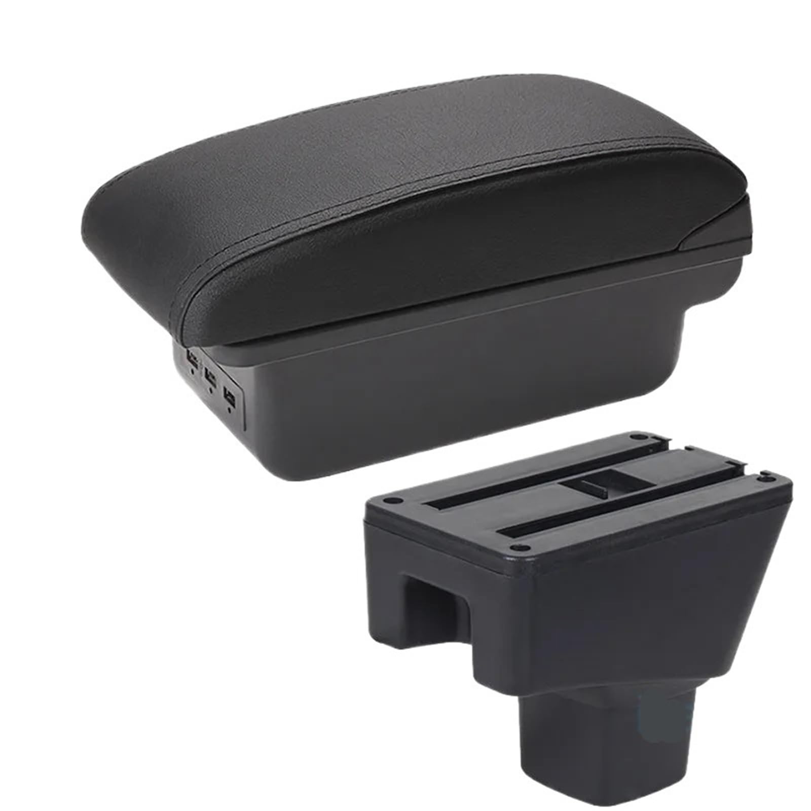 XINQQDC Console Armrest Fit For SUZUKI SX4 Armrest Interior Parts Car Armrest Box Retrofit Parts Storage Box Car Interior Accessories Car Armrest Organizer(B2 Black line 3USB)