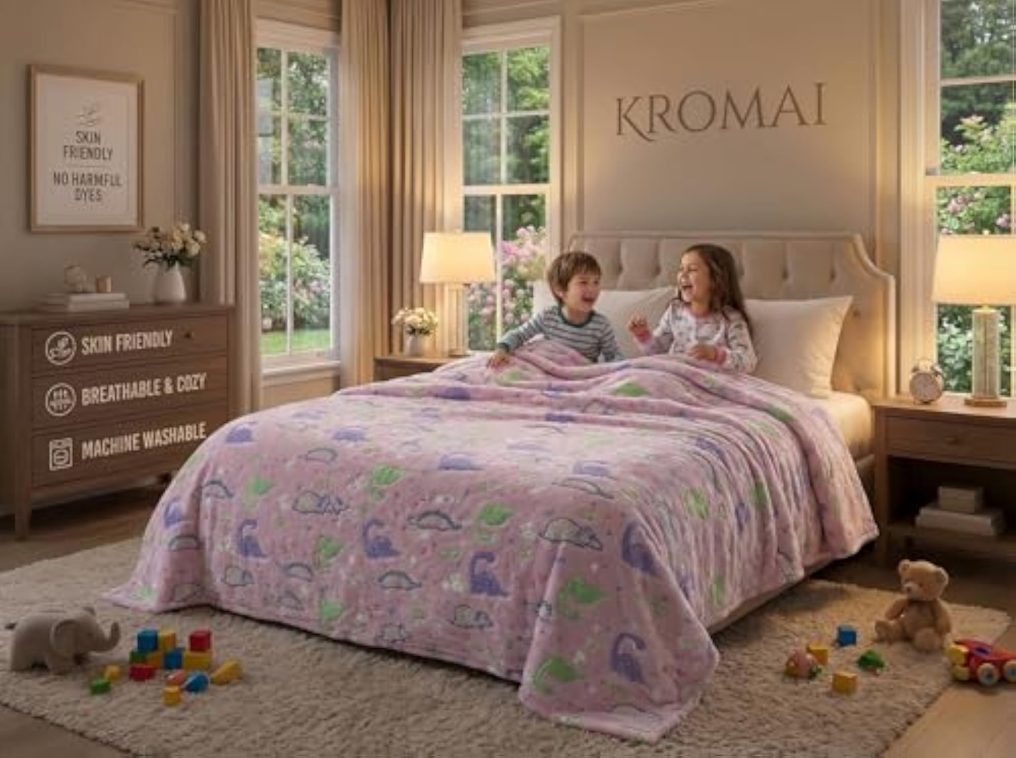 Glow in Dark Blanket for Kids, Soft Flannel Fleece
