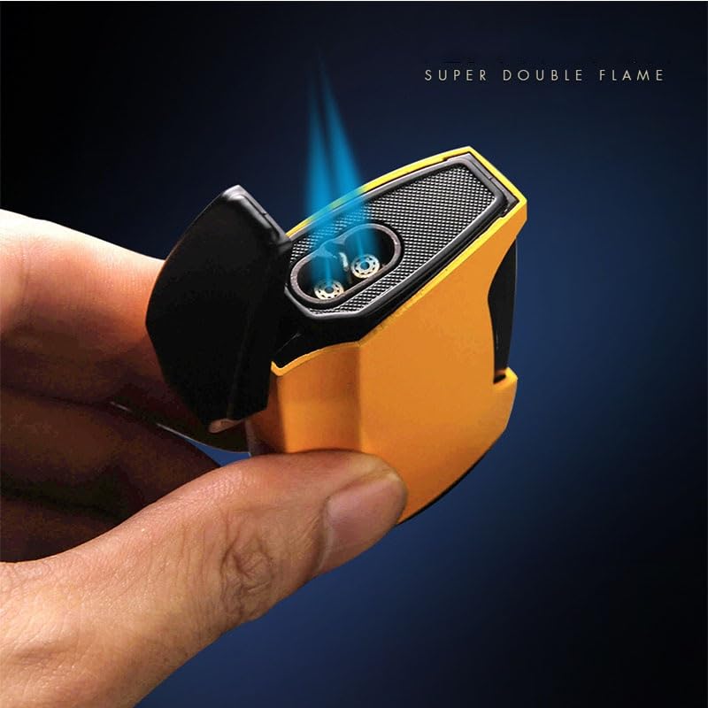 Encendedor de llama doble de gas butano rojo miniatura 3