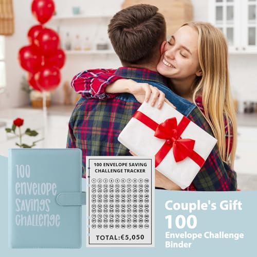 100 Umschläge Geld Sparen Herausforderung Binder,A5 Geldsparbinder Budget Planner,100 Tage Sparbuch für Geld Challenge,Sparen Binder Budget Binder mit Bargeld Umschläge zu sparen €5050 Geldsparmappe