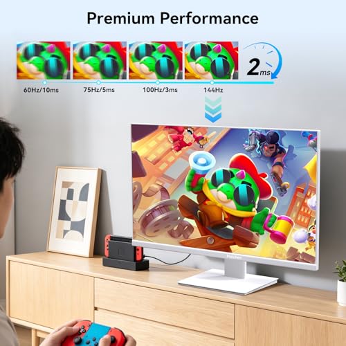 Image of 24 Inch Touch Screen Monitor 2K(2560x1440P) IPS Computer Display, 144Hz Gaming Monitor, HDMI USBC DP Ports, Frameless, VESA, White