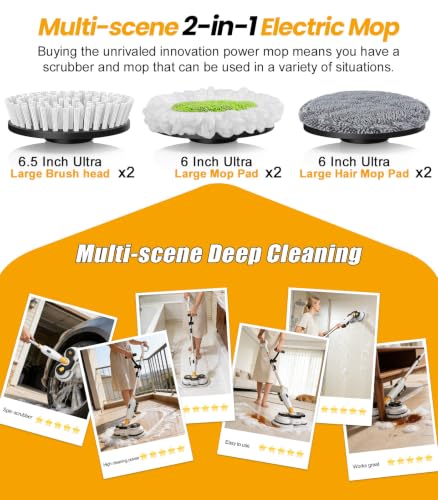 Qimedo Battery Electric Mop, Cordless Electric Scrubber & Flat Mop for Floor Cleaning, Best Automatic Spin Mops with Smart Display,Rotating Mops with LED Light & Water Spray — view 6