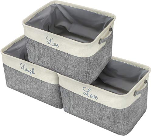 Sorbus Fabric Storage Cubes 15 Inch - Big Sturdy Collapsible Storage Bins With Dual Handles - Foldable Baskets For Organizing -Decorative Storage Baskets For Shelves | Home & Office Use -3 Pack| Grey #TOP4