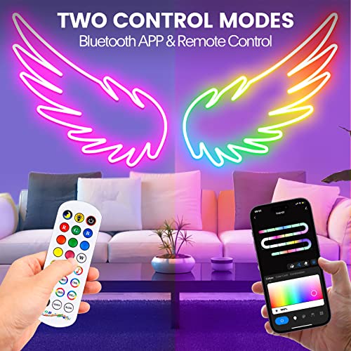 Kjoy Led Strip Neon Flexible Rope Light, 11Ft/3.5M Rgb Neon Rope Lights With App & Remote Control, 12V Cuttable Silicone Diy Creative Neon Rope Lighting Flex Rope For Bedroom Dormitory Kids Room Decor #TOP2