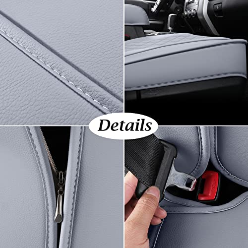 Image of Coverado Toyota Tundra Seat Covers, Leather Seat Covers Compatible with 2007-2021 Toyota Tundra Crew /Crewmax /Extended /Double Cab Automotive Seat Covers for Car Trucks (Front, Gray)