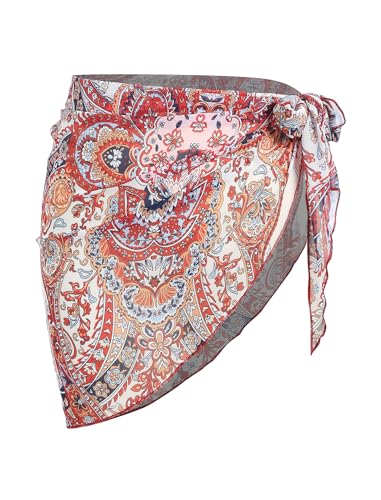 Image of ZAFUL Boho Beach Cover Ups for Women Sarong Coverups Sheer Bikini Chiffon Wraps Skirts for Swimwear