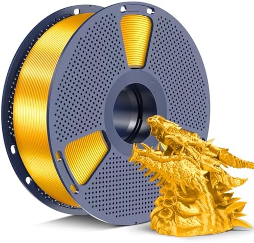 SUNLU Silk PLA+ Filament 1.75mm 2025 Upgrade Spool Compatible with Bambulab Refill Filament, 1kg(2.2lbs) PLA 3D Printer Filament, 1.75mm Dimensional Accuracy +/- 0.02mm, Gold