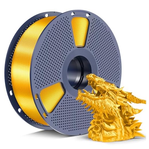 SUNLU Silk PLA+ Filament 1.75mm, Chrome Like Gloss Finish, Smooth Silk Texture, Upgraded Formula for Stable Printing, 1kg(2.2lbs) PLA Plus 3D Printer Filament, Gold