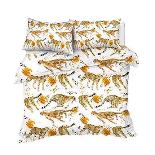 Wwzz The Cheetahs Pattern, Bedding Set 3Pcs, Duvet Cover Set With 2 Pillowcase For Kids Adult, Soft Microfiber,Au Queen #TOP4