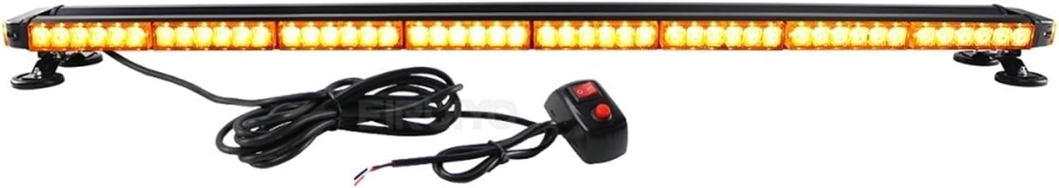 37" 43" 49" Yellow White COB LED Emergency Warning Lightbar Strobe Beacon Tow Truck Car Police Roof Flashing Signal Lamp 12V 24V(49inch Yellow)