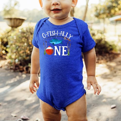 Olive Loves Apple O-Fish-Ally One Bodysuit for Baby Boys Fishing Themed First Birthday Outfit3