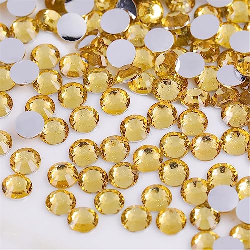 Image of 3000 Pieces SS6 2mm Flatback Rhinestones Clear Glass Round Gems Crystals for Nail Art DIY Crafts Clothes Shoes Bags (Crystal Yellow)