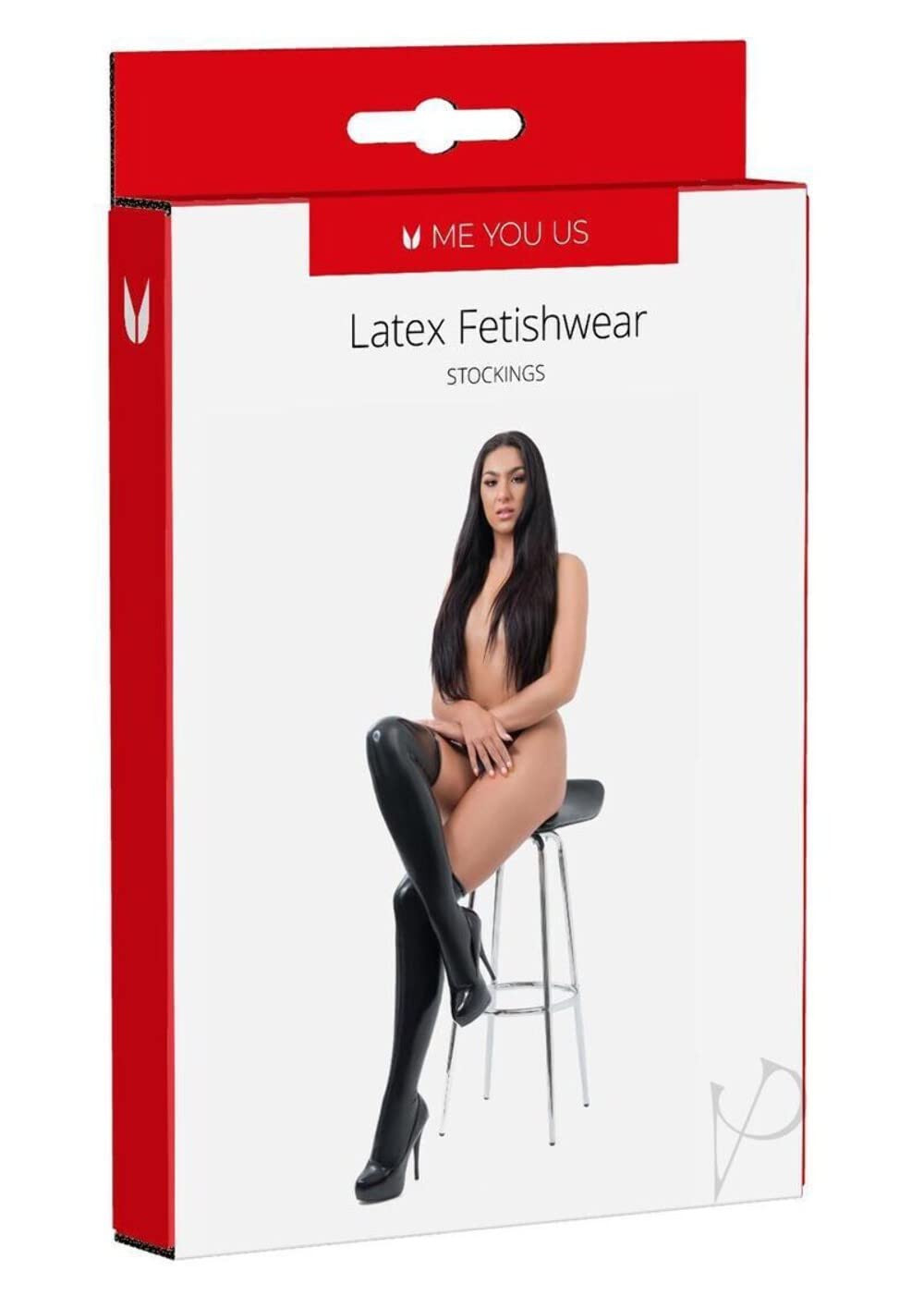 Late X Women's Black Latex Fetishwear Stockings - Medium