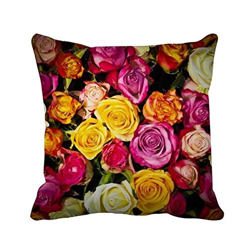 Coussin Roses Multicolore Cadeau Décoratif Idéal Maison 40x40 - 2