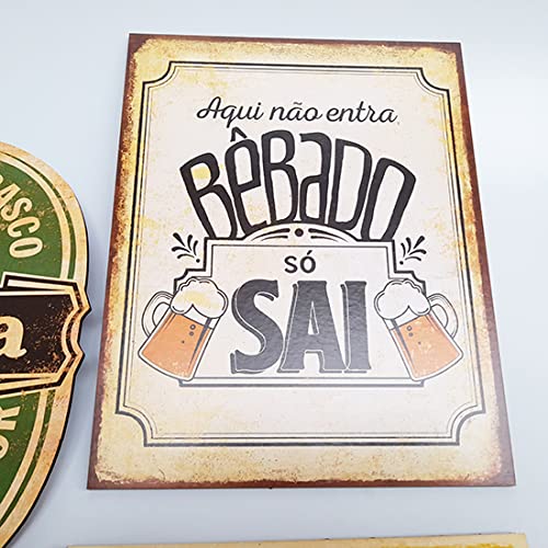 Kit com 6 placas decorativas em MDF - Churrasco - Bebidas - Cerveja
