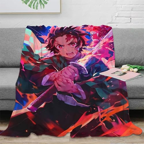 UPRSTUVWX Demon Slayer Impresa 3D Kimetsu No Yaiba Microfibra Manta Manta Suave Acogedora Y Cálida Cubierta De Cama Multiusos Mullida para Niños Adultos，para Adultos Y Niños 80x90inch(200x230cm)