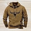 Mens Hoodies Western Aztec Hooded Sweatshirt Vintage Printed Graphic Hoodie Patchwork Jumpers with Pocket Regular Fit Long Sleeve Pullover Casual Gym Tops for Men (Khaki #3, XXXL) #2