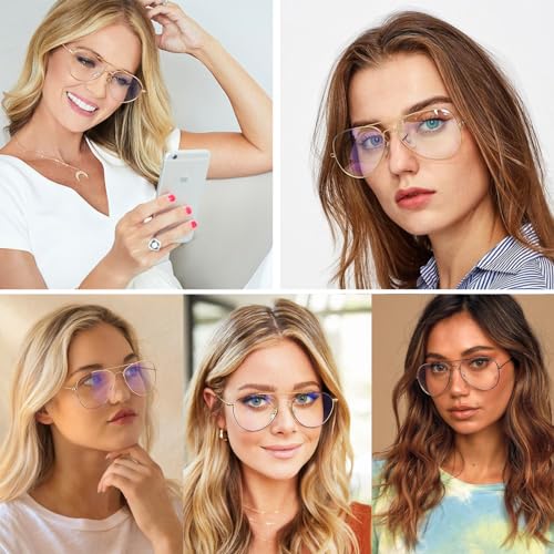 Image of Dollger Aviator Clear Lens Glasses Non-prescription Eyeglasses Metal Frame for Women Men (3025 gold)