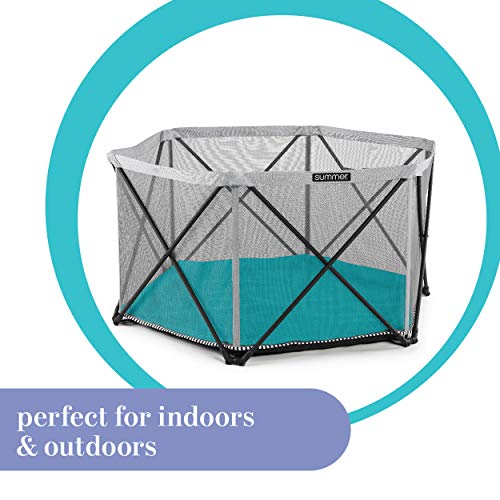 Image of Summer Pop 'N Play SE Hex Playard, Aqua - Lightweight Play Pen for Indoor and Outdoor