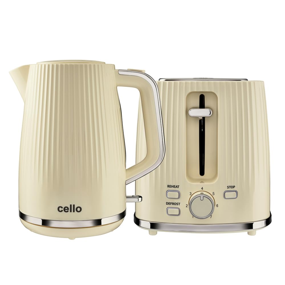 Cello Breakfast BundleTextured Kettle + 2 Slice Toaster