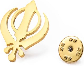 LIKGREAT Sikhism Khanda Sword Brooch Sikh Kara Symbol Stainless Steel Brooch Pin Indian Punjabi Rakhi Sikh Jewellery