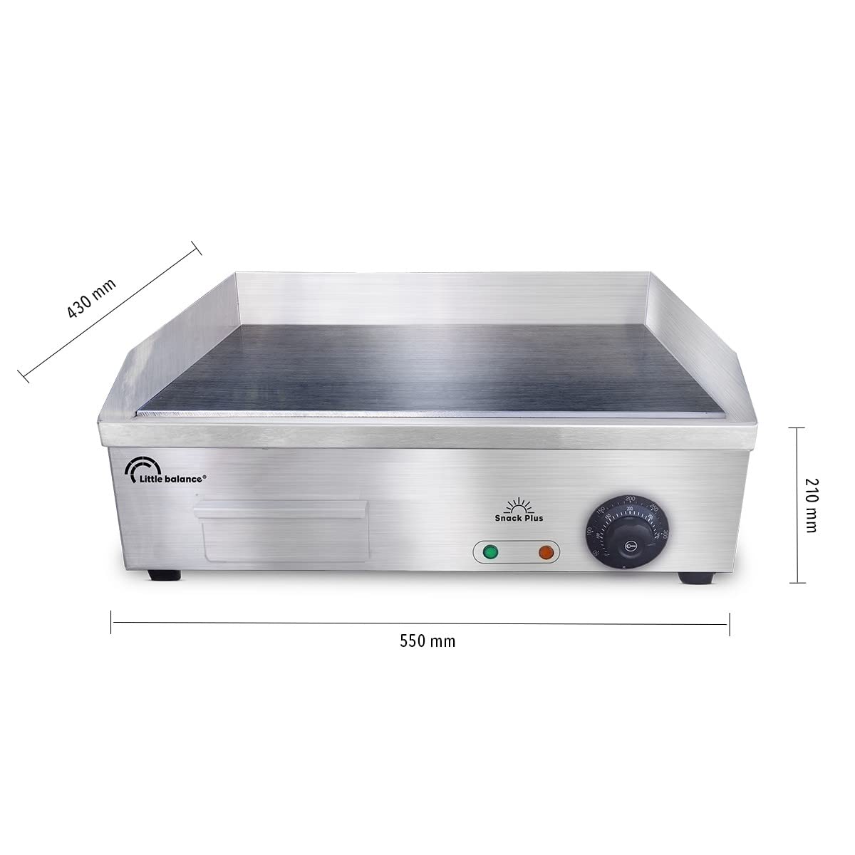 LITTLE BALANCE 8568 Snack Plus, Plancha électrique 6-8 personnes, Plaque de cuisson acier anti-adhésive 8 mm, 2900 W, Acier