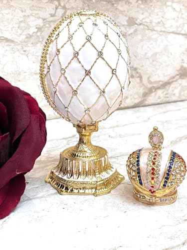 Exquisite Royal Emerald Green Fabergé Egg Trinket Box - 24K Gold Decorated Jewelry Keepsake with Austrian Crystals | Pierre Lorren Imperial Collection - Image 2