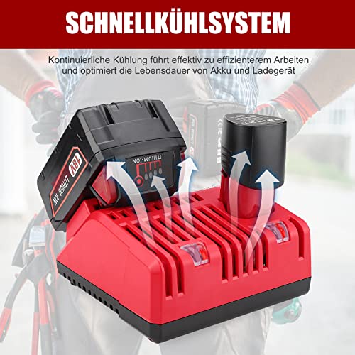 XNJTG 12-18V Ladegerät Ersatz für Milwaukee Ladegerät M18 M12 M12-18C MIL-M18-CH01 48-59-1812 N14 Milwaukee 18V Ladegerät