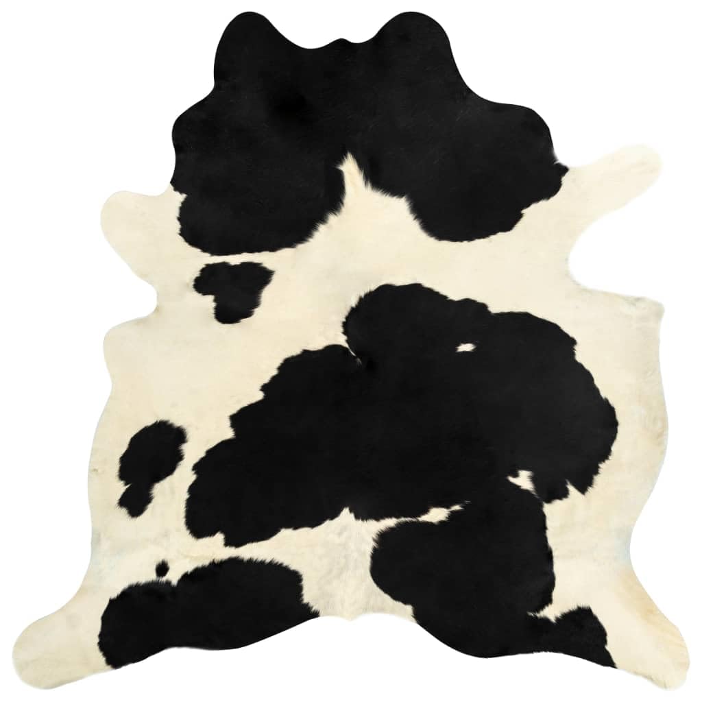 Willood Alfombra de Piel de Vaca Auténtica Negro y Blanco 180x220 cm