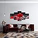 Red Rose Flower Floral Art Canvas Wall Decor Rose Wall Art Wall Decor Black and Red wall decor Poster picture Paintings for Bedroom Living Room Plant Picture 5 Panels Poster -60
