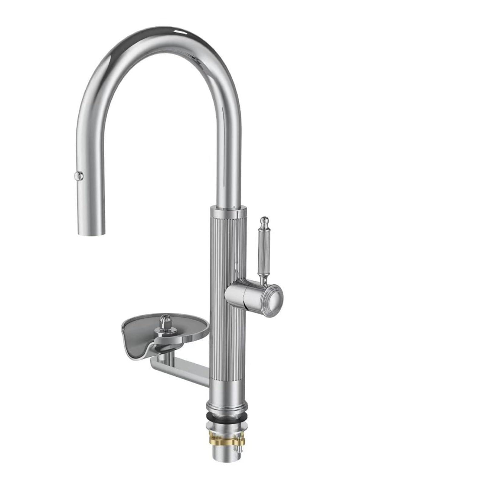 Robinet cuisine douchette rince verre mitigeur evier pivotant 360 laiton en L