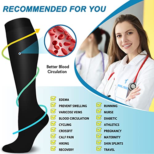 Sunfeeling Compression Socks For Women And Men(1/3 Pairs)-Best For Running,Nursing,Circulation,Recovery & Travel (Multicoloured - 3 Pairs, Large/X-Large) #TOP4