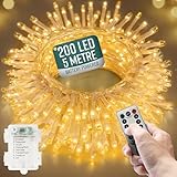 Photo Gallery globirite - catena luminosa da giardino a batteria, con 200 luci led con telecomando, 8 modalità di illuminazione, a batteria, per interni ed esterni, estetica per camera da letto (led bianco caldo) Photo Gallery globirite - catena luminosa da giardino a batteria, con 200 luci led con telecomando, 8 modalità di illuminazione, a batteria, per interni ed esterni, estetica per camera da letto (led bianco caldo)
