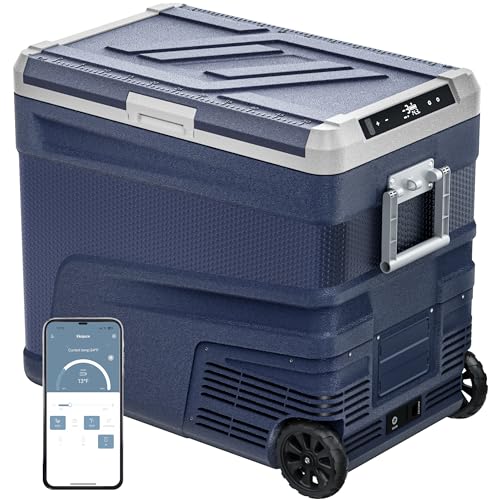 Image of EKOJUCE 12 Volt Refrigerator Portable Fridge - 68 Quart(65L) Electric Cooler with Wheels, 12/24V DC & 100-240V AC, -4℉-68℉, APP Control, 12V Car Fridge for Camping, Boating, Truck, RV, Outdoor, Home