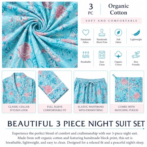 Image of Huar Cotton Pajamas Set for Women - Luxurious Cotton Womens Pajama Sets - Comfortable Christmas PJ Set, Breathable & Light Pj