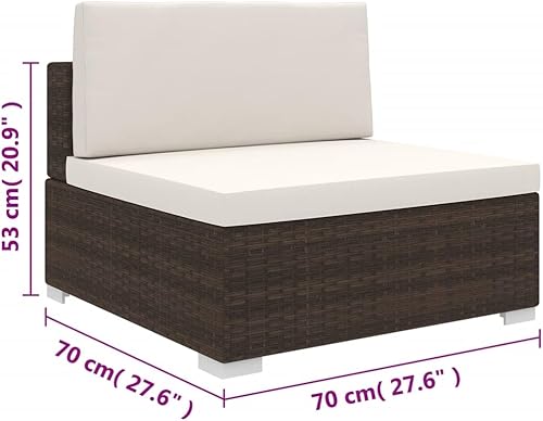Miniatura 2 de Sectional Middle Seat with Cushions Poly Rattan Brown Backyard Chairs Outdoor Chairs Sillas para Comedor Garden Chair for Courtyard Terrace Study