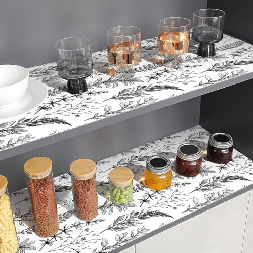 Quttisay Shelf Liner for Kitchen Cabinets,Non Adhesive Cabinet Liner,Non-Slip Drawer Liner,Waterproof Shelf Liner Easy to Clean Strong Grip Liner for Cabinets,Drawers,Cupboard，(Floral 17.3 in x 10FT)