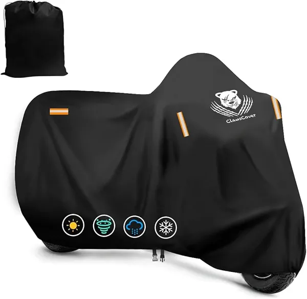 Motorcycle Covers Waterproof Outdoor Heavy Duty Street Glide Goldwing Cruiser Touring Bike Cover Fit for Harley Davidson Honda Indian Yamaha, All Weather Protection,116" Lx 47.2" Wx55 H-ClawsCover