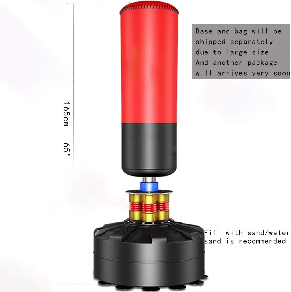 Freestanding Punching Bag Heavy Boxing Bag with Suction Cup Base for Adult Kids Youth - Men Women Stand Kickboxing Bags Kick Punch Bag/Red (Size : 165CM Tall)
