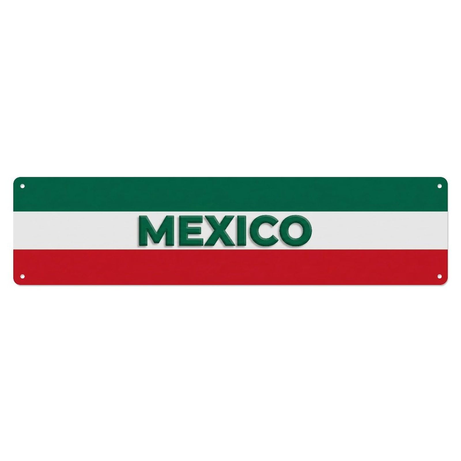 Vintage Mexico Flag Pattern Metal Tin Sign