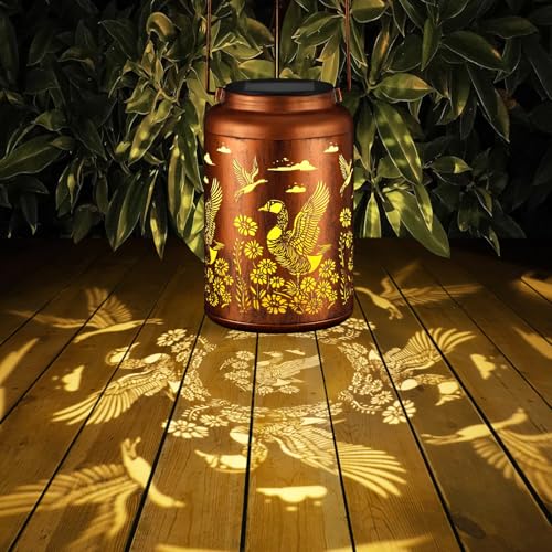 Solar Lanterns Outdoor Waterproof Garden Decor Birthday Gifts for Women Mom Grandma Hanging Lights Metal Decoration Outside for Yard, Patio,Backyard,Porch(Wild Goose) — view 2